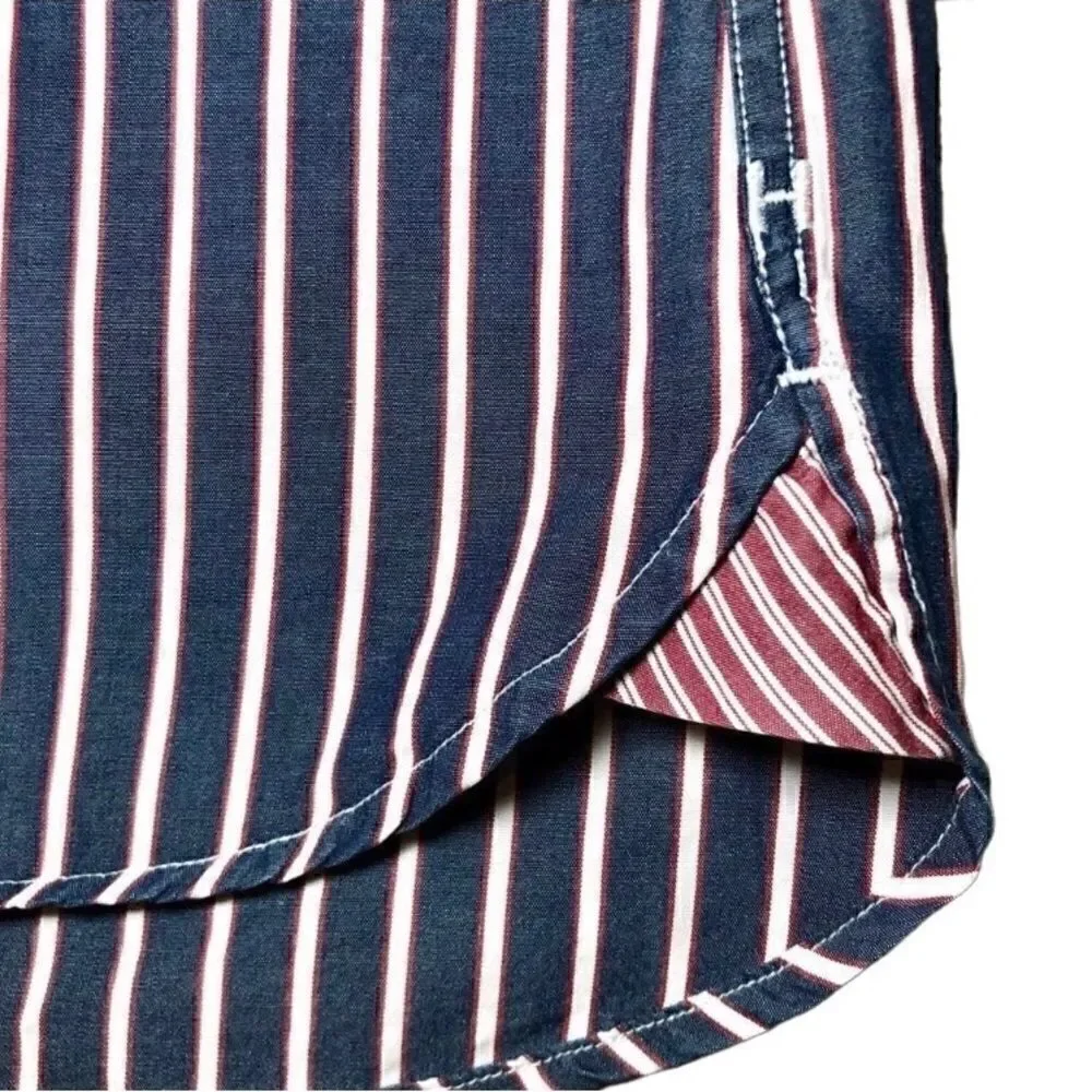 Tommy Hilfiger Custom Fit Striped Dress Shirt in Red/White/Blue Mens L/16 1/2-17